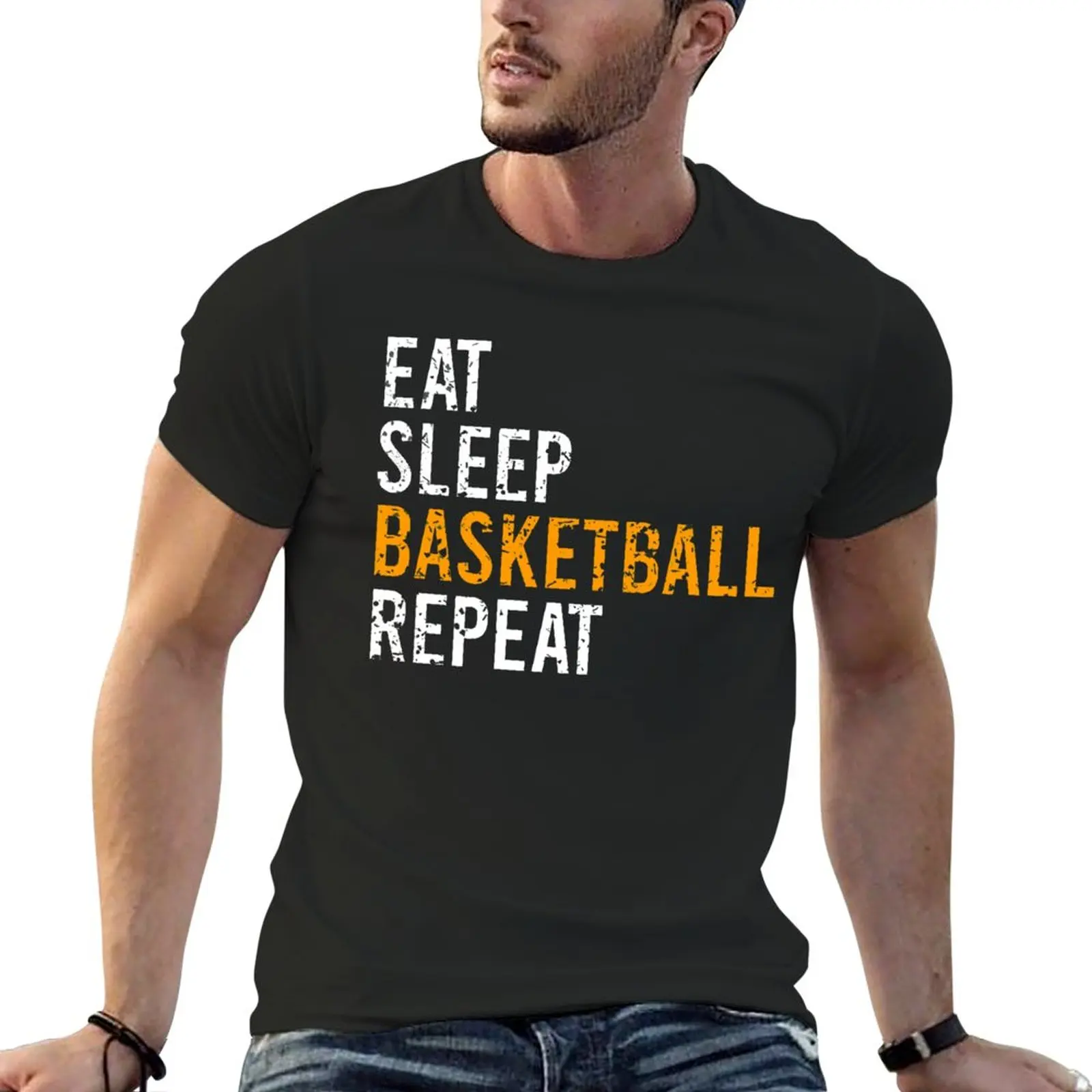 

New EAT SLEEP BASKETBALL REPEAT T-Shirt sports fan t-shirts quick-drying t-shirt cute clothes men t shirt