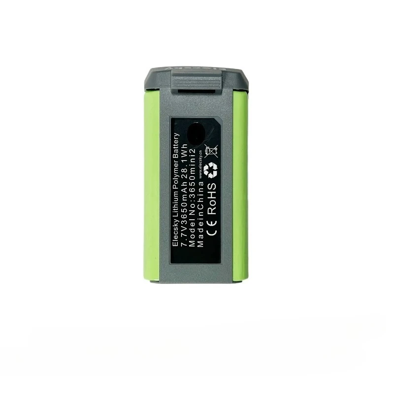Batterie de rechange pour DJI Mini 2, Mini 2 SE, Mini SE et Mini 4K, vue de dessus montrant les contacts dorés et les indicateurs LED.