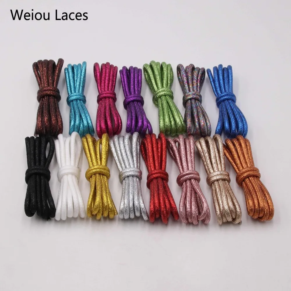 (30 Pairs/Lot)Weiou New 4.5mm Colorful Rounded Metallic Shoelaces Fancy Sports Canvas Shoestrings Unique Pearlized Rope Laces