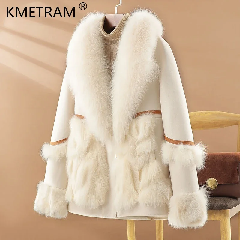 

2023 New 90% White Goose Down Jacket for Women Winter Autumn Spliced Fox Fur Coat Sweet Fashionable Fur Parkas Jaqueta Feminina