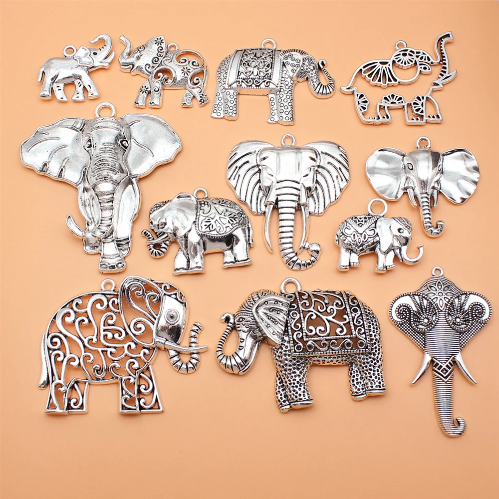 

12pcs/set Elephant Charms For Jewelry Making Pendant Diy Crafts Accessories L10296