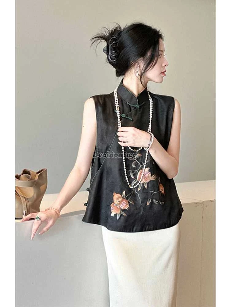 2025 retro chinese style popular fashionable versatile vest daily improved leisure qipao vest summer thin loose cool waistcoat