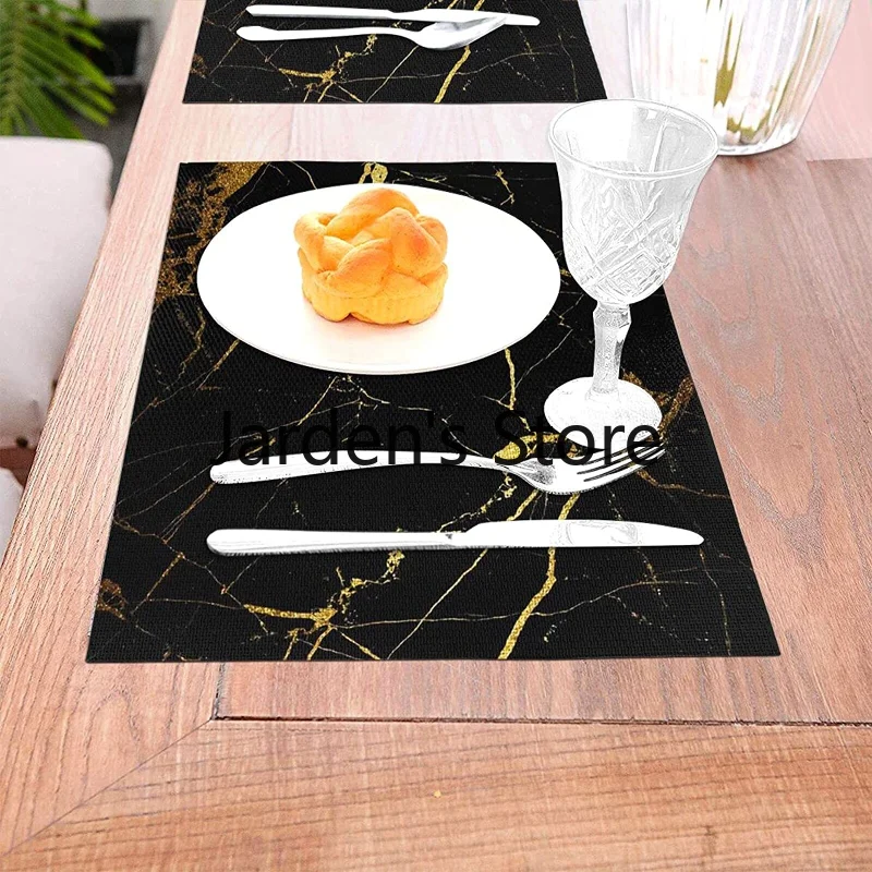 Black and White Placemats Set of 4 Marble Stone Table Mat Heat