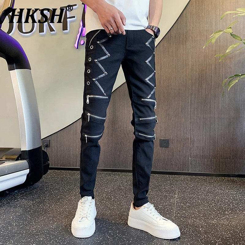 

HKSH Spring Summer New Men's Tide Dark Casual Trendy Brand Slim Fit Pencil Pants Streetwear Gothic Overalls Chic Niche HK0997