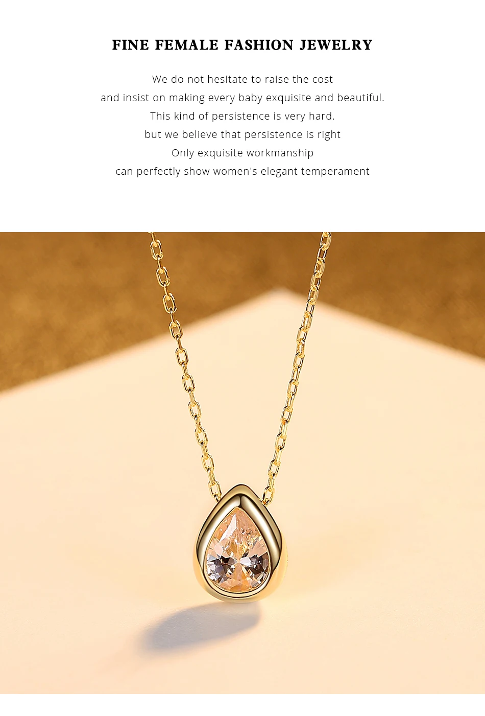 Ciondoli goccia d'acqua in argento sterling Collana a catena con castone con castone elegante da donna con temperamento cubico_voghion.com