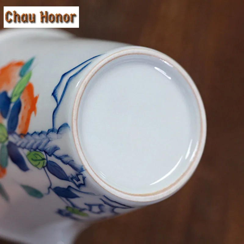 180ml Hand Painted Pomegranate Ceramic Justice Cup Handmade Tea Maker Cup Tea Pitcher Dispenser Kung Fu Tea Cha Hai Tea Ceremony