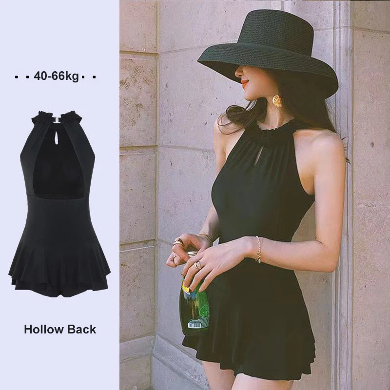 

[M - XXL] Woman Black Swimsuit Skirt Women Swimming Suit One piece Swimwear Beachwear Sport Skirts