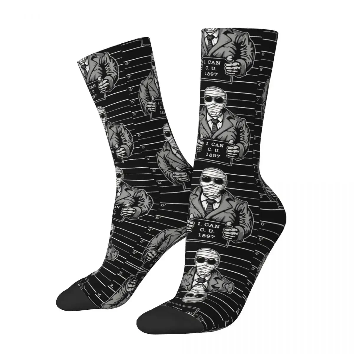 

Hip Hop Vintage I Can CU Crazy Men's Socks Horror Film Unisex Street Style Pattern Printed Novelty Happy Crew Sock Boys Gift