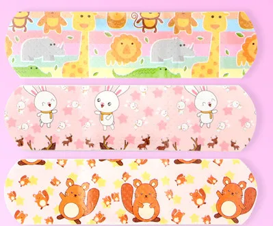 100pcs/lot Bandages Adhesive Plasters Bandaids Stickers Emergency Kit Cute Cartoon Transparent Waterproof Patches Wound Strips