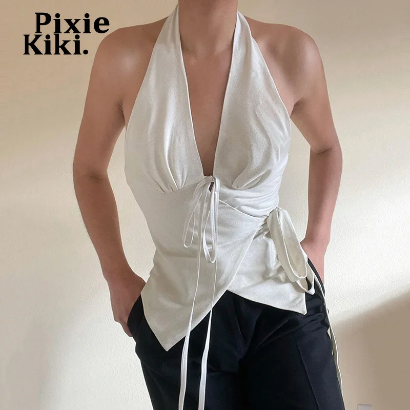Асимметричный топ PixieKiki на бретельках с открытой спиной сексуальные майки 2022