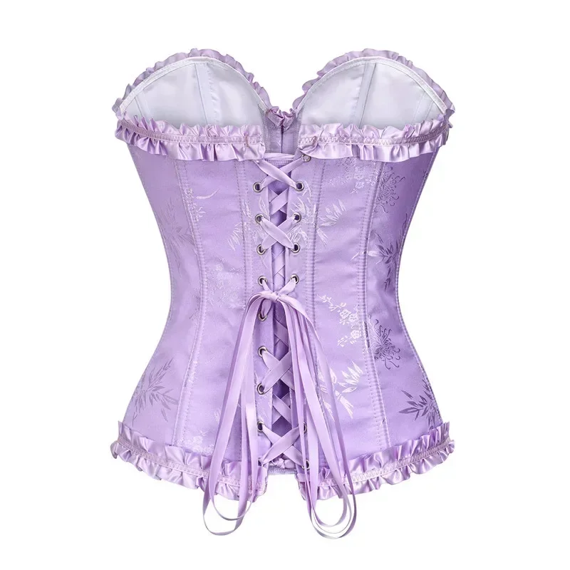 Gelbe Korsetts und Bustiers für Damen, Top, sexy Korselett, Überbrust-Brokat, Vintage-Renaissance-Mieder, Übergröße, Grün, Weiß – Detail 31
