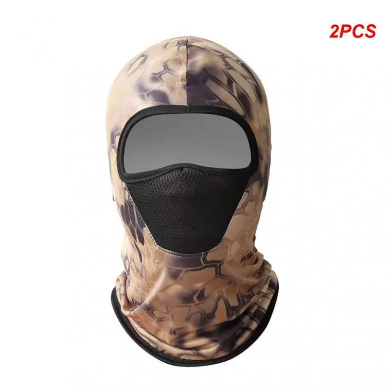 

2PCS men cycling quick-drying headgear Tactical Camouflage Balaclava Mesh face mask desert python pattern leisure Baotou