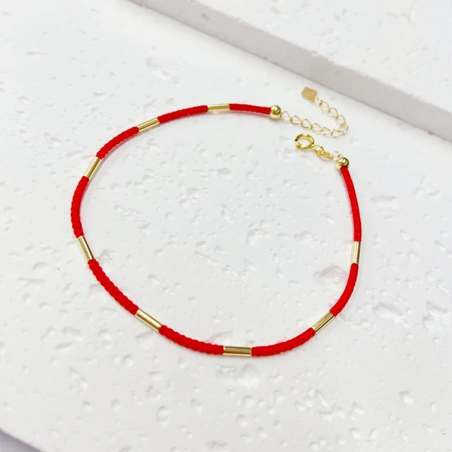 Bracelet à cordes rouges dorées 18 carats pour femmes, bijoux fins de luxe, haute qualité, tendance, Festival, haut 1