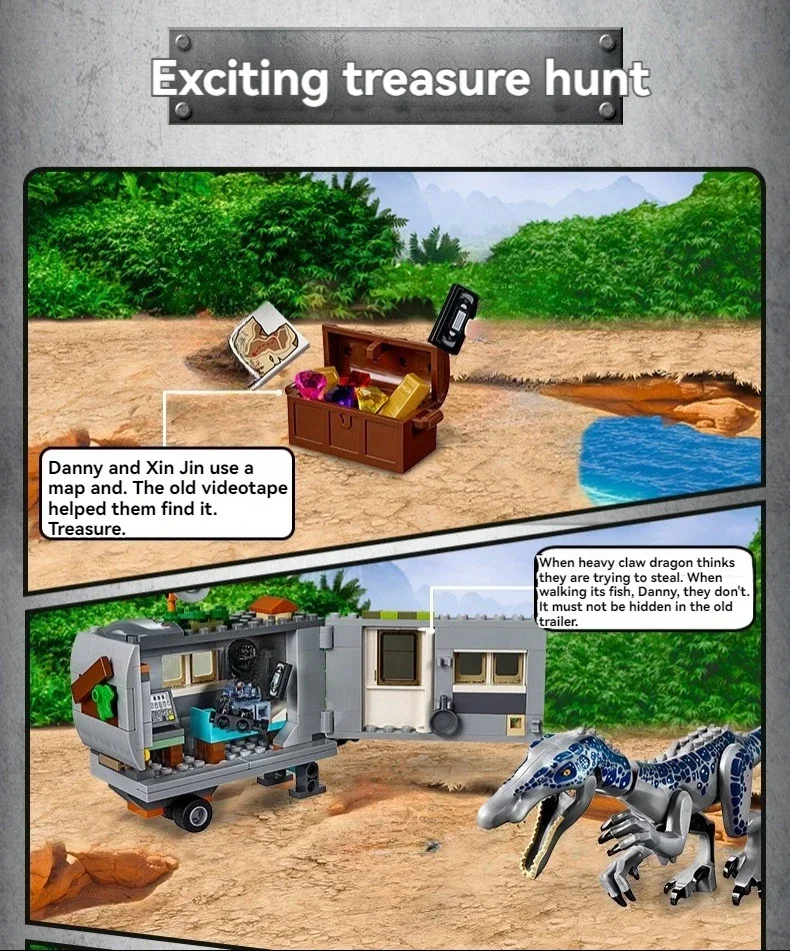 476-teiliges Dinosaurier-Set Baryonyx Face-Off: Die Schatzsuche Bausteine-Modell Passend zu MOC 75935 Spielzeug für Kinder Geschenke Autos – Detail 3