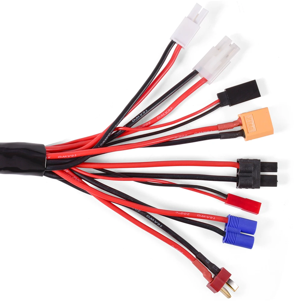 Sed66e5f9d103422d9b10383f920f8490e RC Charger Adapter Connector 8 In 1 Charger 4.0mm Banana XT60 TRX Tamiya Lipo for RC Car Drone Imax B6 B6AC Battery Cable