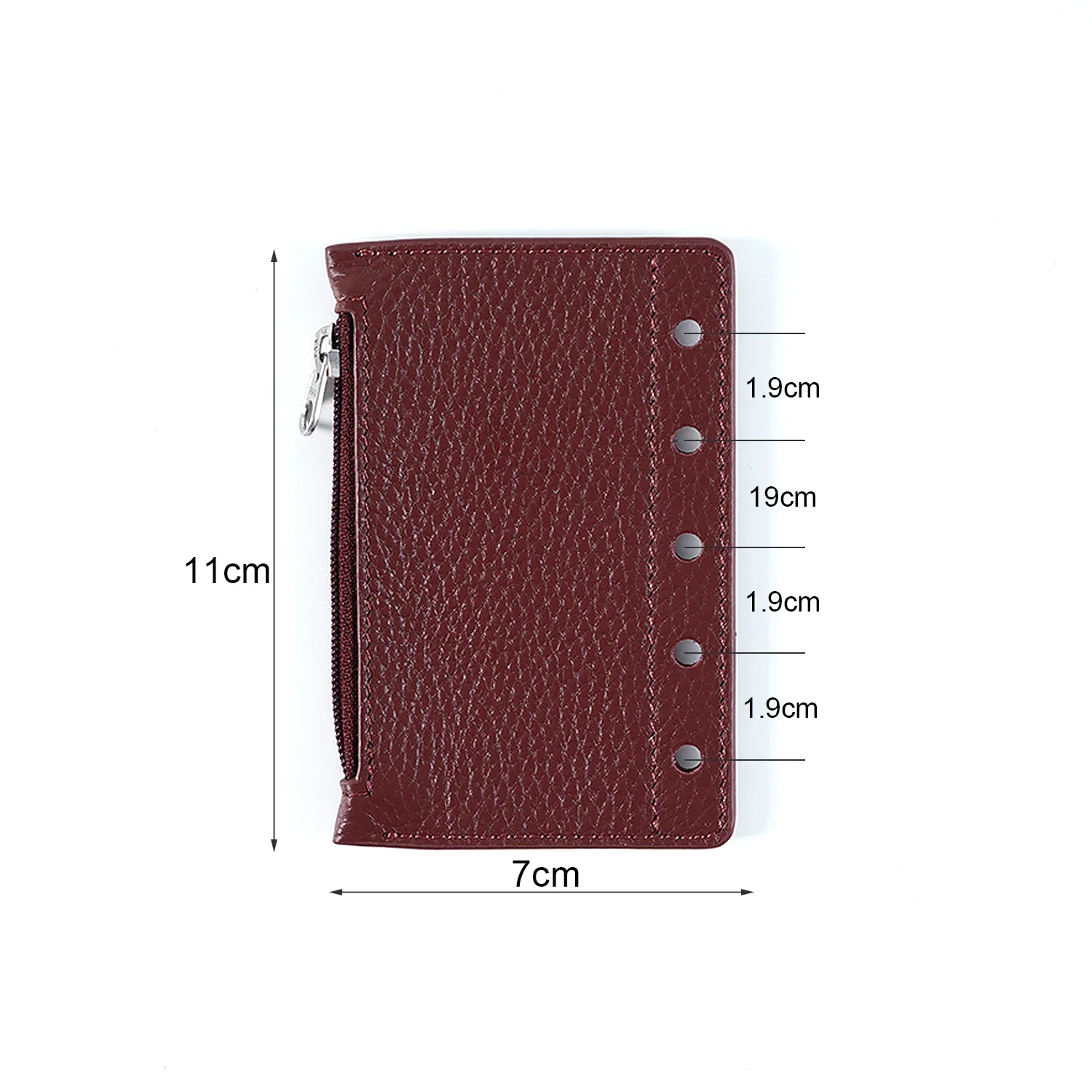 Moterm-zipper Flyleaf para Planejador Anel Genuine Pebbled Grain Couro Divisor Coin Bolsa de Armazenamento Acessório Notebook Tamanho a8 - Imagem 6