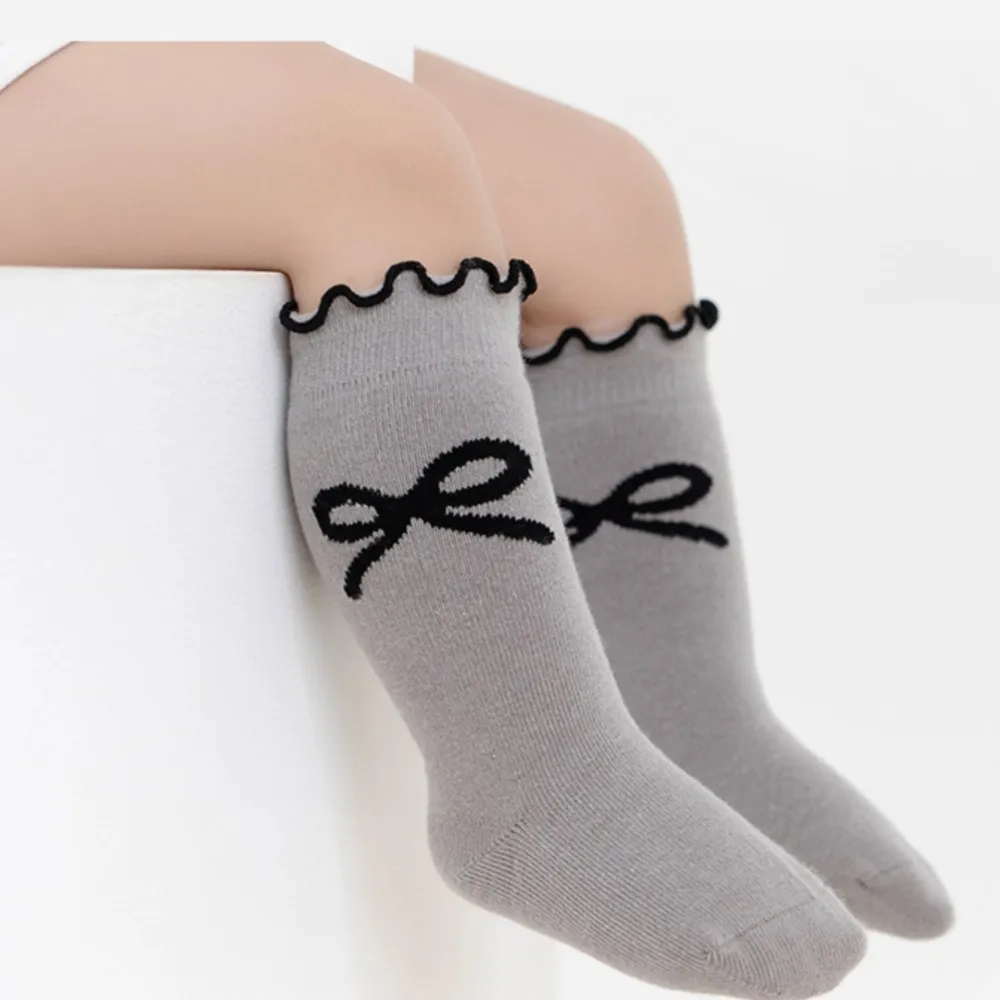 4 Pairs Infant Kids Girl Cotton Socks Baby Ruffles Vintage Color Floor Socks 0-5Y Baby Mid-tube Leg Warmers for Princess