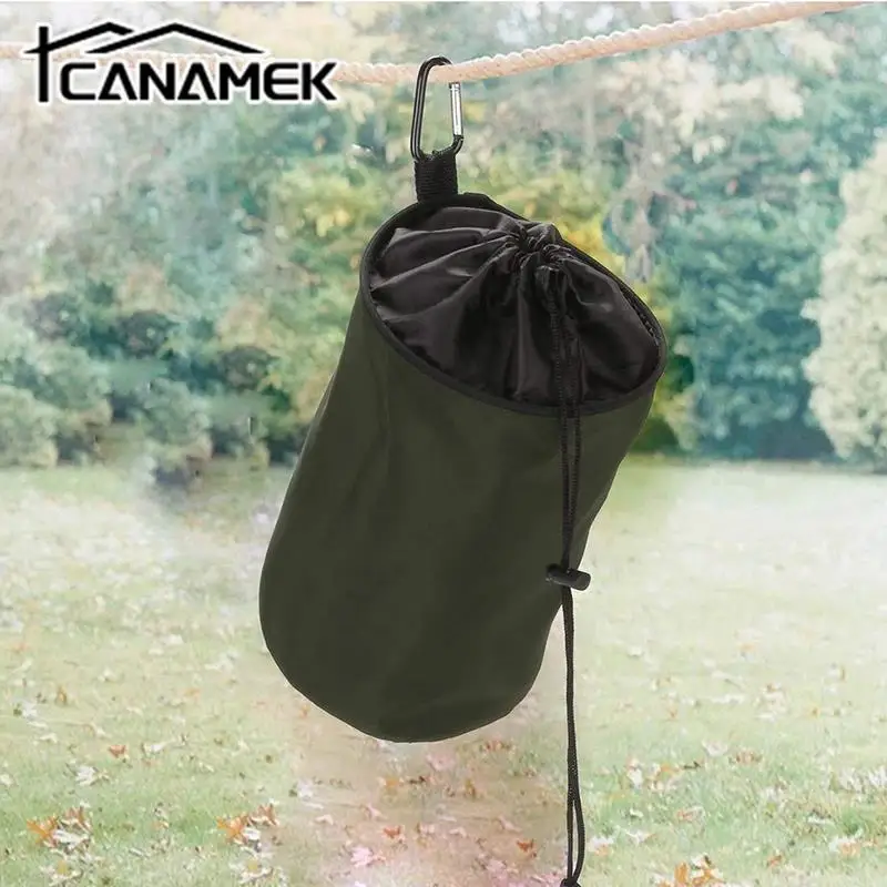 

1Pc Black Oxford Storage Bucket Travel Outdoor Drawstring Bag Hanging Clothespin Bag Waterproof Peg Bag Laundry Bags