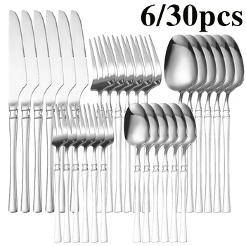 6/30pcs stainless steel cutlery set, small waist knife and fork, suitable for restaurants, holiday kitchen tableware gifts. 1