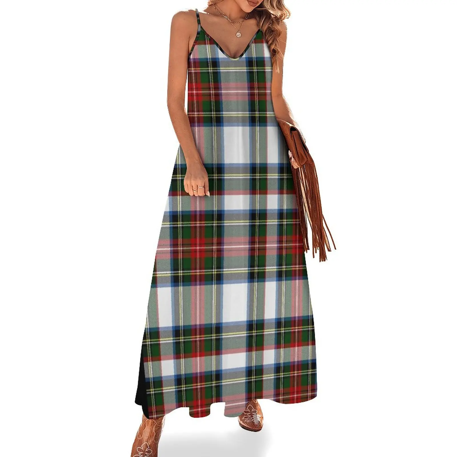 Clan Stewart Dress Tartan Plaid Pattern Sleeveless Dress cocktail dresses Woman clothes Evening gown