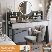 Table de maquillage pour petit appartement, chambre à coucher, rangement intégré, table de chevet, commode 5