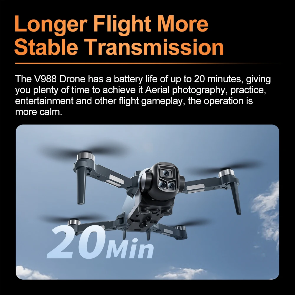 Nuovo Drone Fotocamera V988 Originale 8K Professionale con Schermo, Sotto i 249g, Telecomando, Quadricottero RC Brushless, Giocattolo - immagine 4