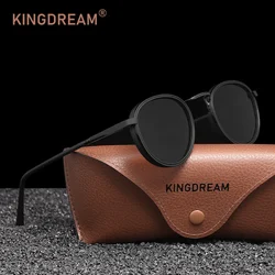 Stylish Vintage Round Frame Polarized Sunglasses with UV400 Protection (Black Gray)