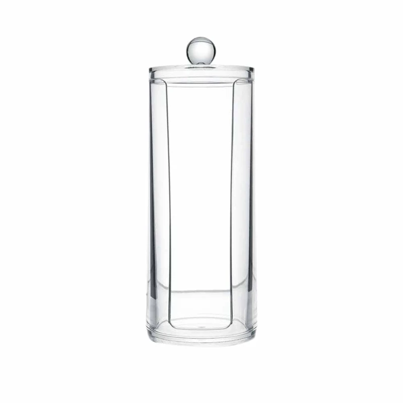 

Facial Makeup Container Cotton Pads Round Dispenser With Lid Clear Acrylic Dispenser Cotton