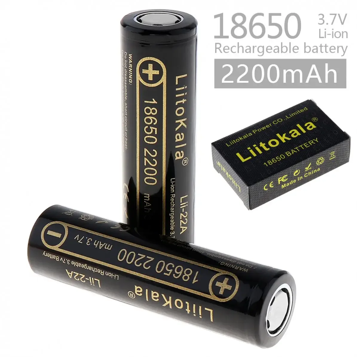 LiitoKala Lii-22A 3.7V 18650 Rechargeable Battery 2200mAh Real Capacity for Flashlight Toys Electric Toothbrush rechargeable lithium batteries