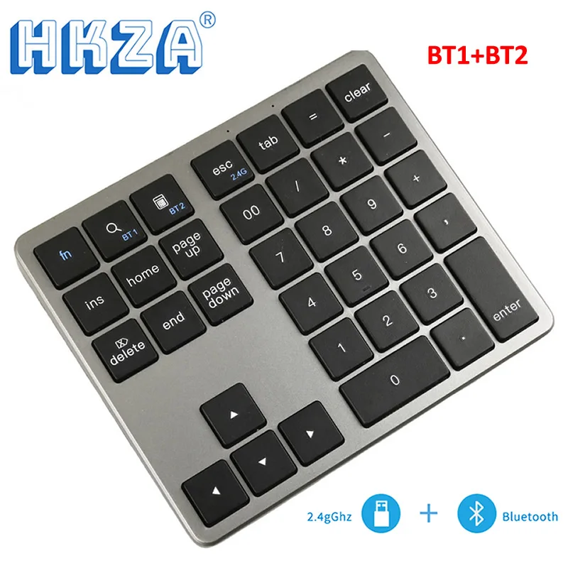 Ultra-fino sem Fio Number Pad 2.4g Bluetooth Usb Recarregável Teclado Numérico para Ios Android Janela Teclado Digital