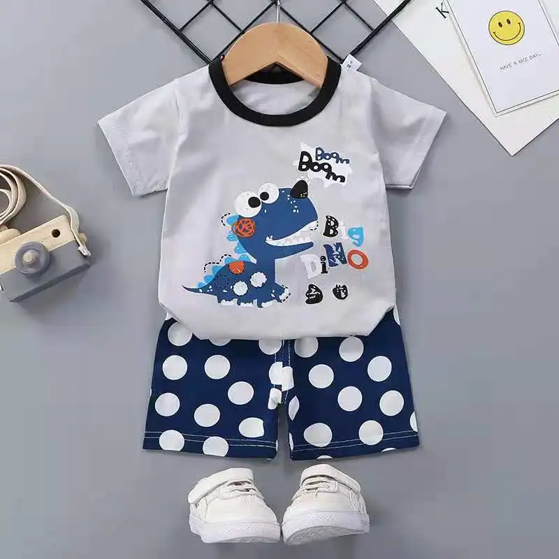 baby boy clothing sets cheap	 0-1-2-3-4 Years Old Children Cool Baby Boys Tracksuits Kids Sport Sets Casual Clothes Suit Cartoon Printed Tees Striped Shorts couple clothing sets Clothing Sets