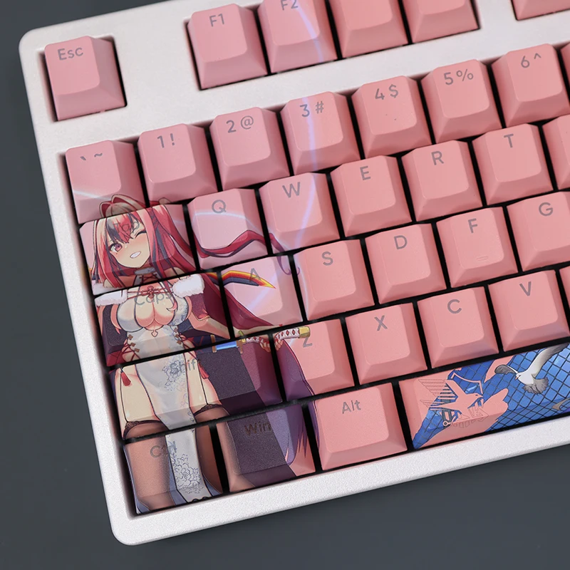 Teclas Conjunto Azur Lane Uss Bremerton Keycap Pbt Dye Sub Backlit Keycaps Anime Gaming Key Caps para Ansi 61 87 104 108 Teclados 108 - Imagem 6