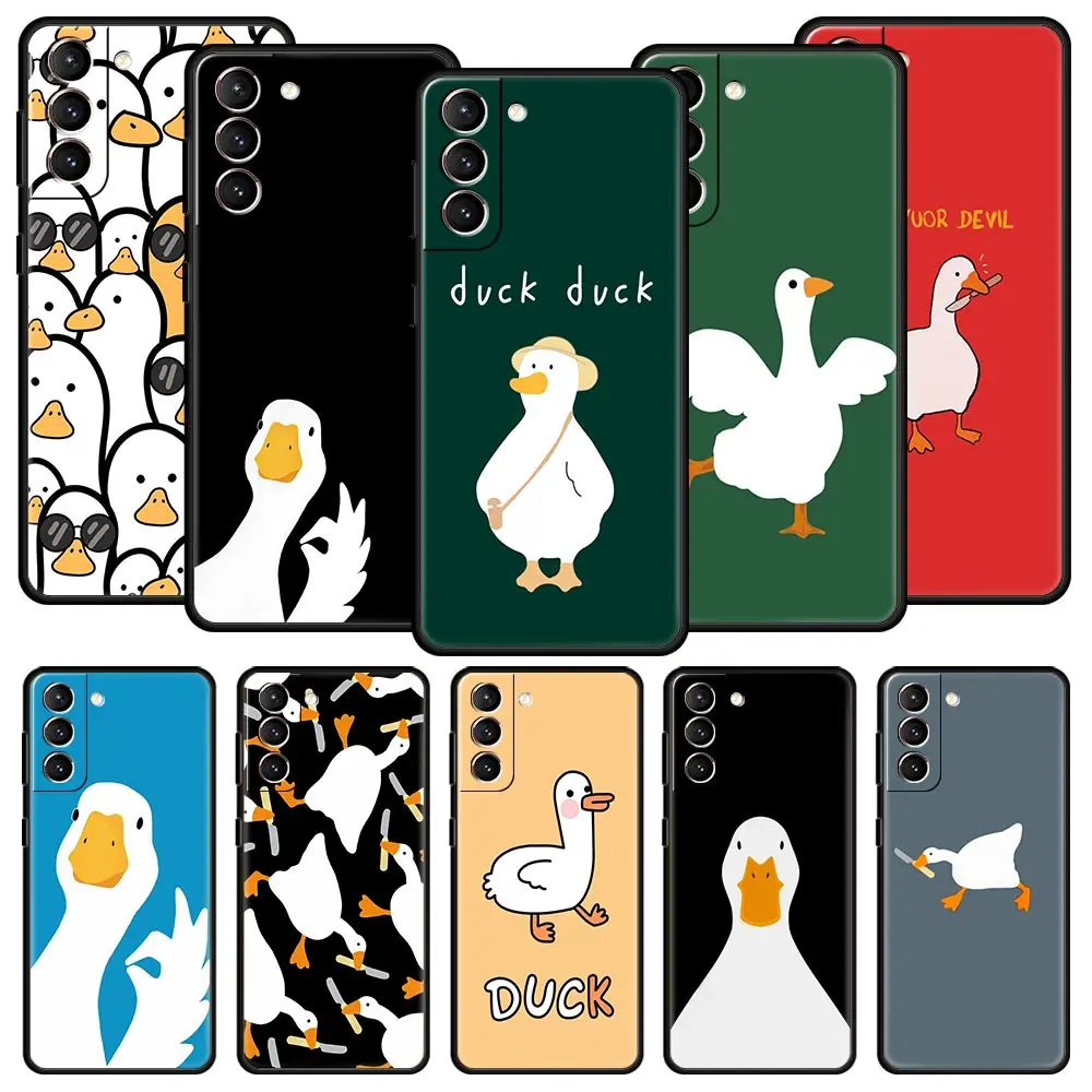 

Cartoon Cute Goose duck Game Phone Case For Samsung Galaxy S23 S22 Ultra S20 S21 FE 5G S10 S9 Plus S10E S8 S7 Edge Pattern Cover