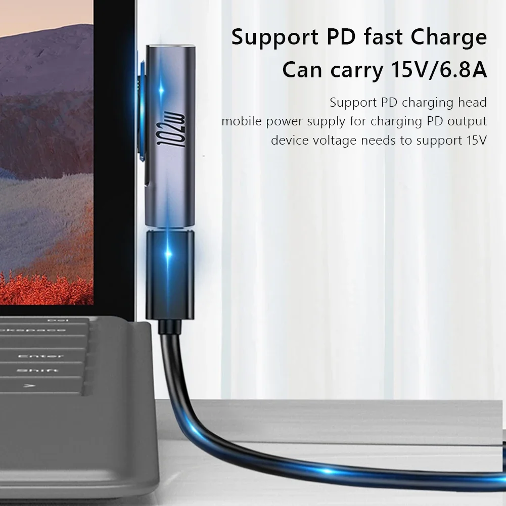 For Microsoft Surface Pro X/8/7/6/5/4/3/Go/Book to USB Type C PD Fast Charging Adapter Tablet Magnetic Converter Charger Adapter