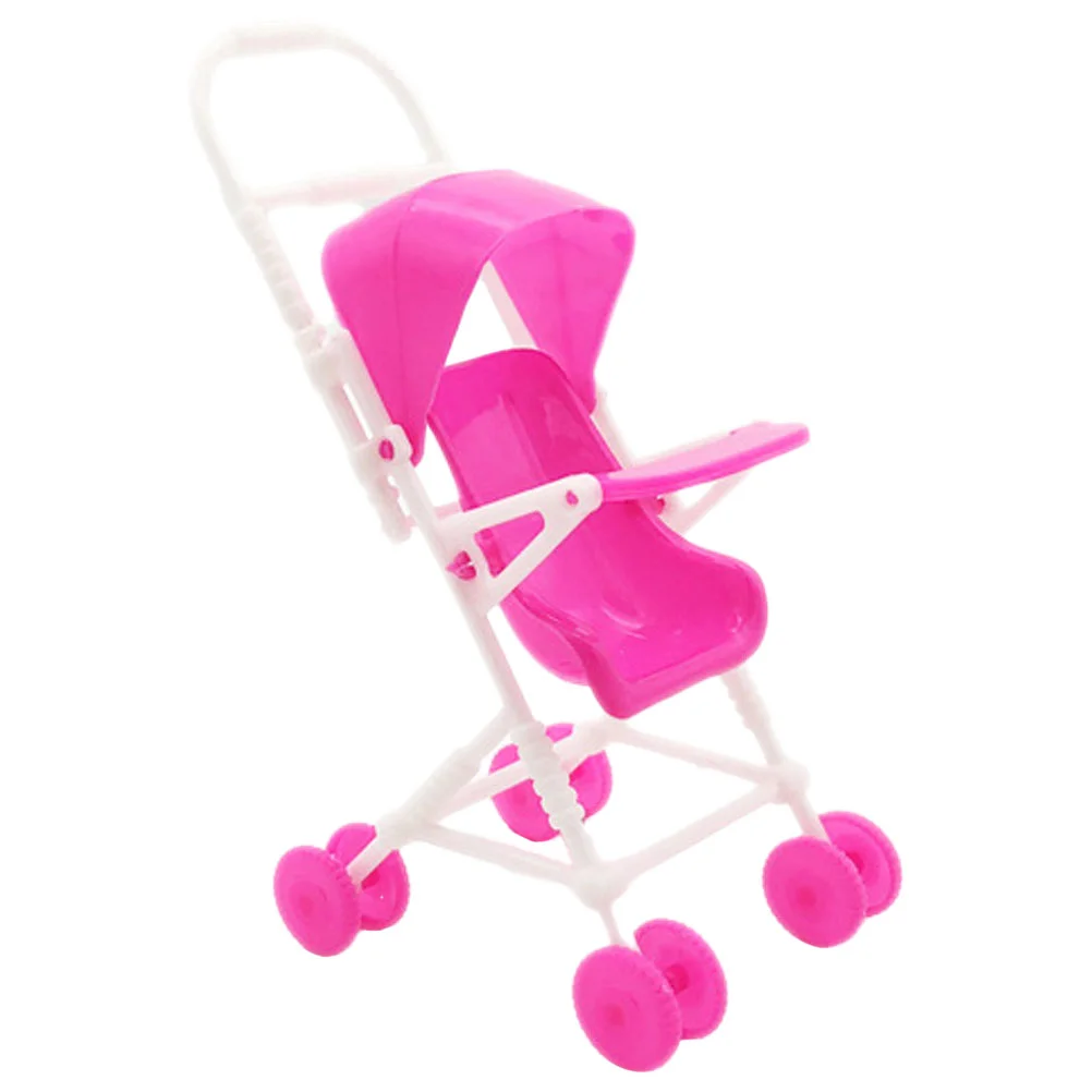 Baby Doll Stroller Easy Fold Dolls Pushchair Foldable Baby Stroller Play Stroller Toy Canopy Swivel Wheels Basket Carriage Doll