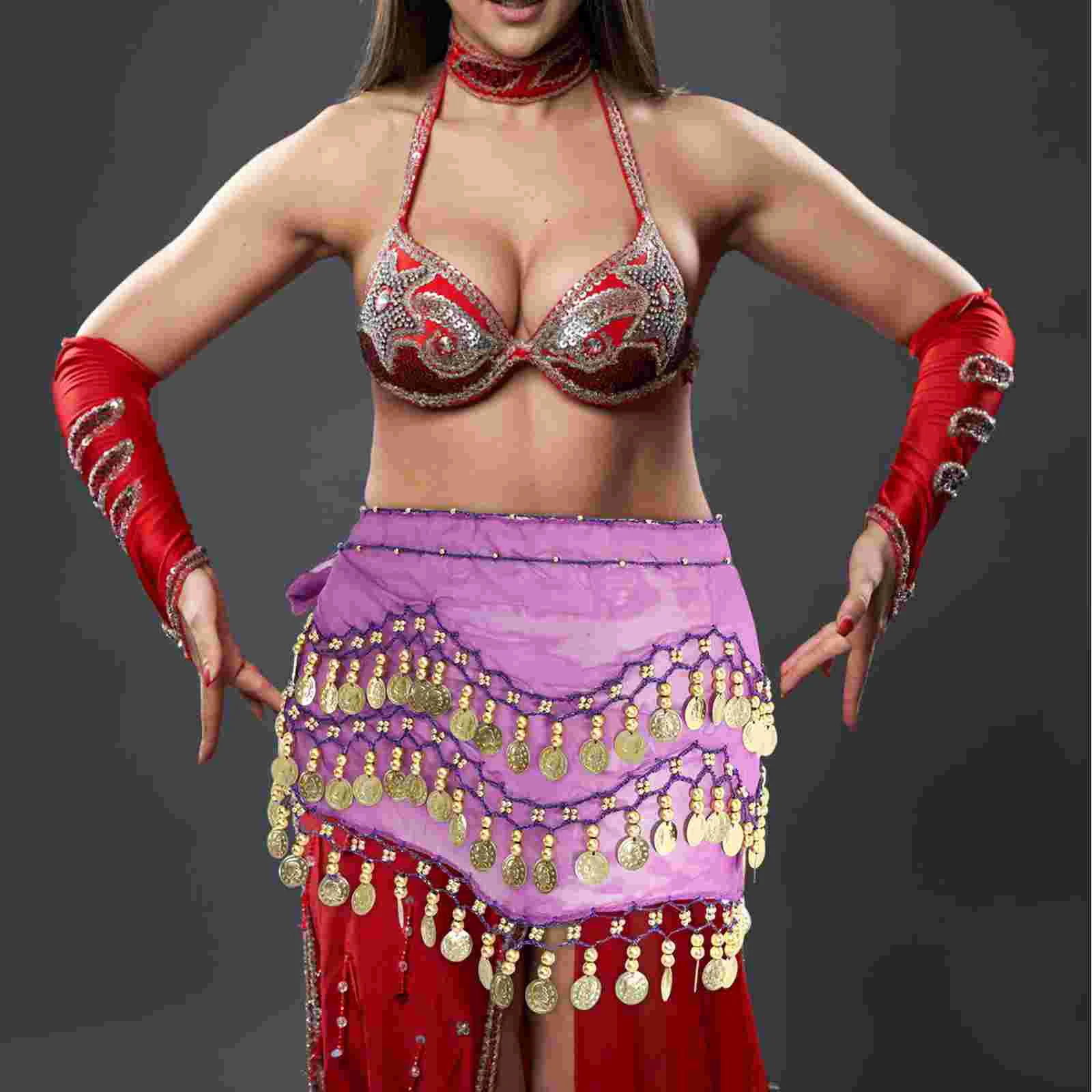 

Valiclud Womens Skirts Belly Dance Hip Scarf Gold Coins Women Wrap Skirt Red Skirt