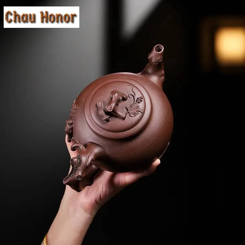 970ml Yixing Purple Clay Teapot Handmade Primrose Tea Pot Raw Ore Purple Mud Kettle Chinese High-end Zisha Tea Set Collection