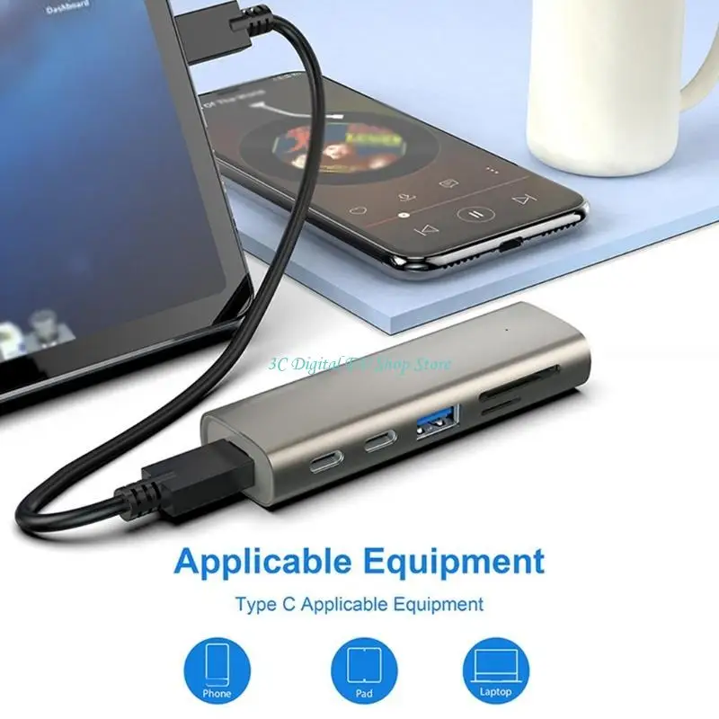 E74D USB 허브 어댑터 TF 카드용 10GbpsUSB3.1 Gen2 멀티 분배기 USB 도킹 스테이션