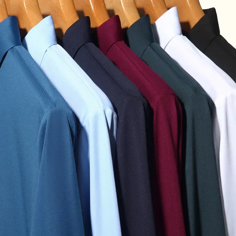 Luxurious Ultra-Stretch Slim-Fit Men's Shirt - Silky Business Formal Long-Sleeve for Versatile Wear
