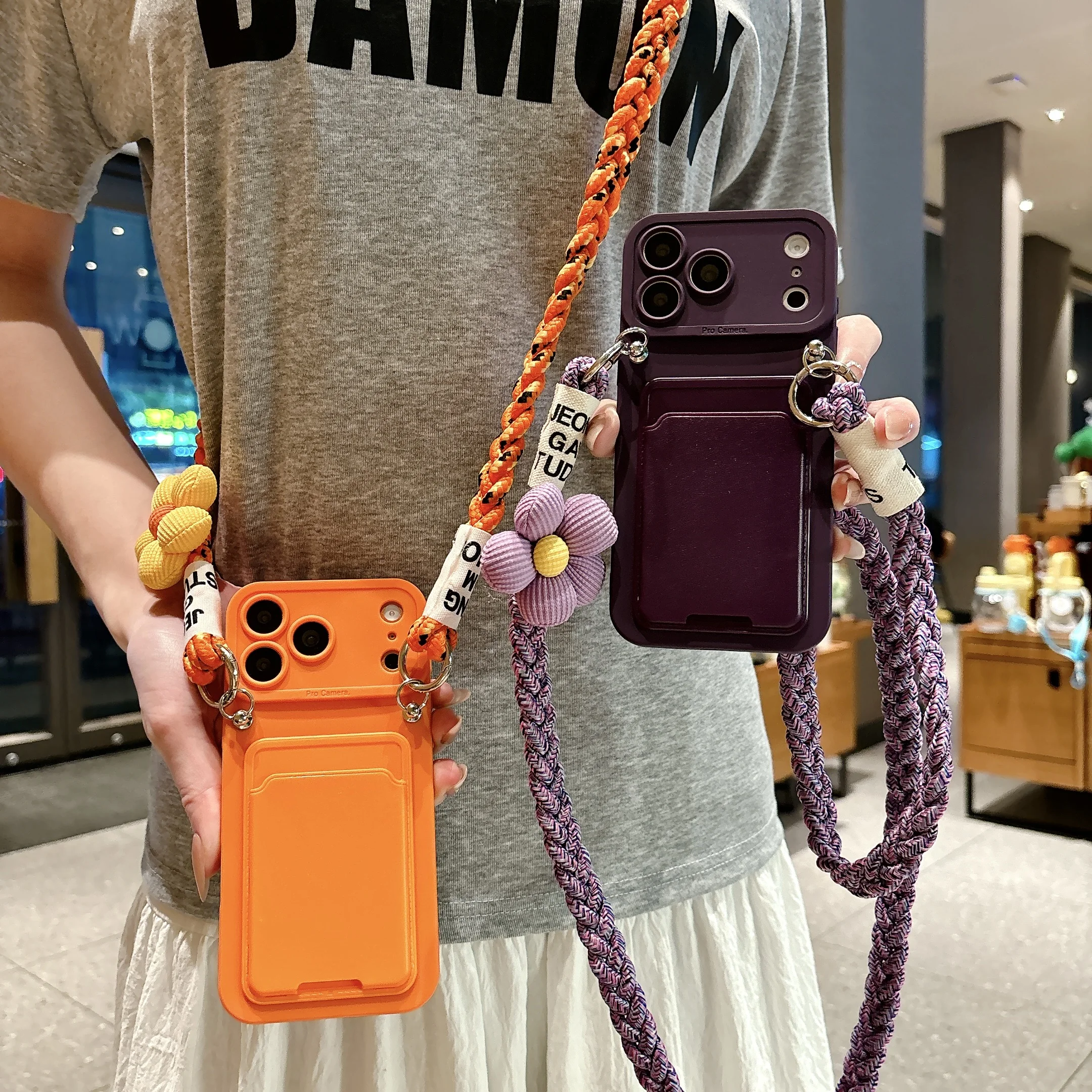 Floral Crossbody Lanyard 3D Wallet Phone Case