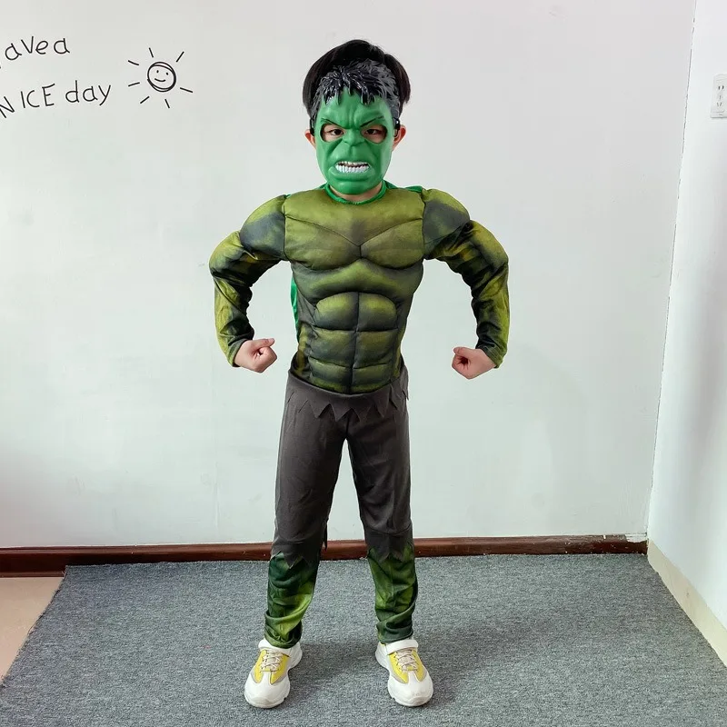 Hulk Costumes Kids Boy Anime Cosplay Superhero Bambini Muscle Suit Fancy Dress Party Halloween Costume Mask