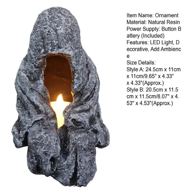 Halloween Ülő Boszorkányszobor Led Gyanta Kerti Dísz Elektronikus Művészeti Dekoráció Könnyű Ajándék Dekoratív Gyeplámpa Kerthez - Image 6