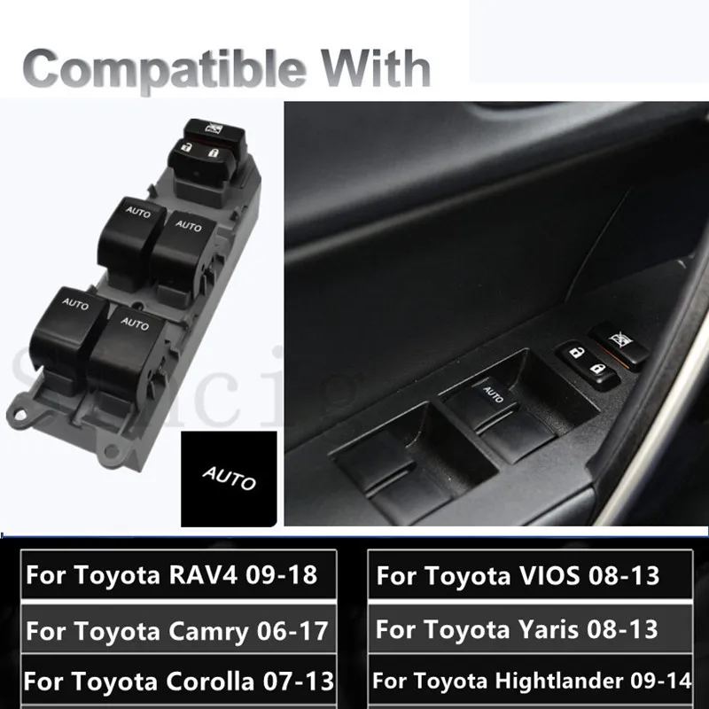 LHD 파워 윈도우 스위치 화이트 라이트, 도요타 RAV4 캠리 코롤라 VIOS 야리스 하이랜더 84820-06100 84810-06060 84820-06130