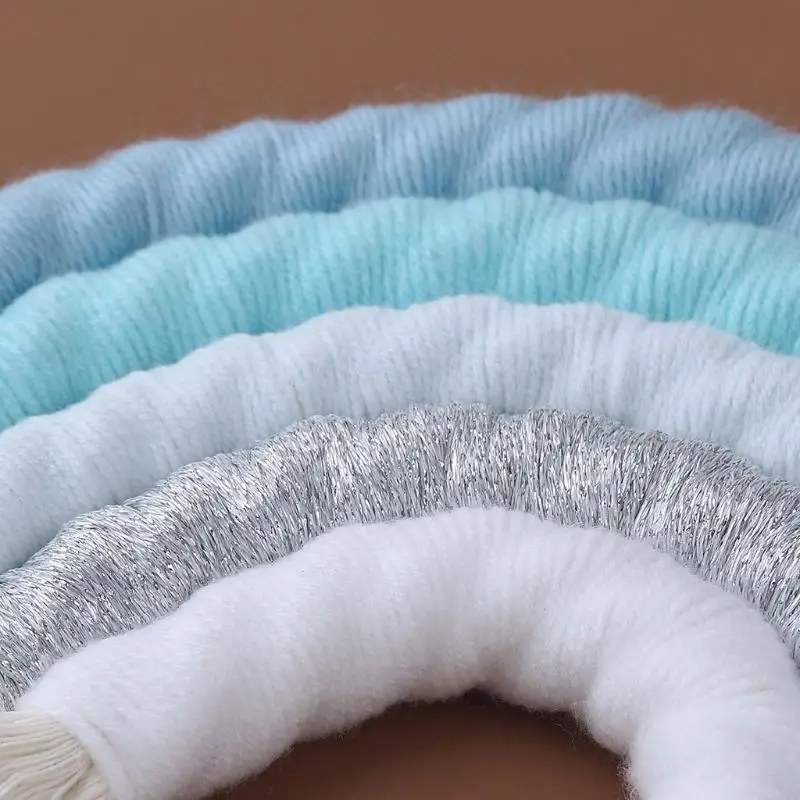 J0PF Macrame Rainbow Wall Hanging Decoration Boho Nursery Baby Kids Room Home Decor