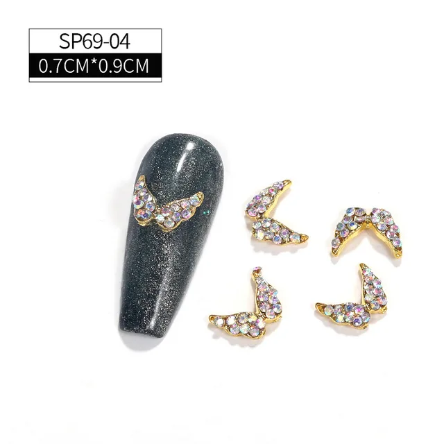 LEAMX 10 Pcs Nail Supplies 3D Charms Rhinestone Nail Art Decorations Pretty Girl Nails DIY Alloy Gemstone Nails Diamond Jewelry SP0069-04