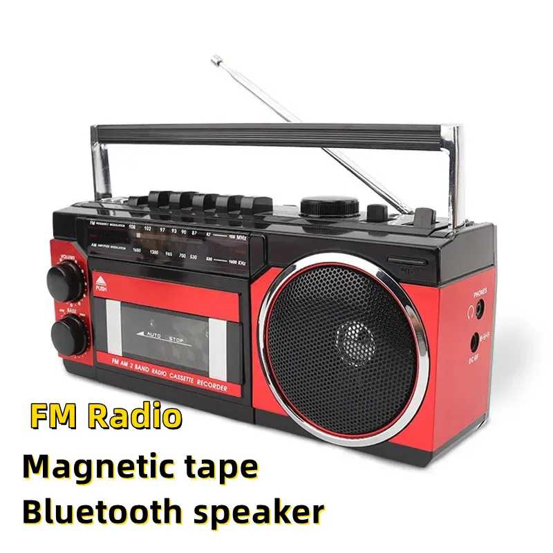 

Portable Vintage Retro USB AM/FM/SW Multiband Radio Stereo Wireless Bluetooth Boombox Mp3 Audio Cassette Tape Player Recorder Co