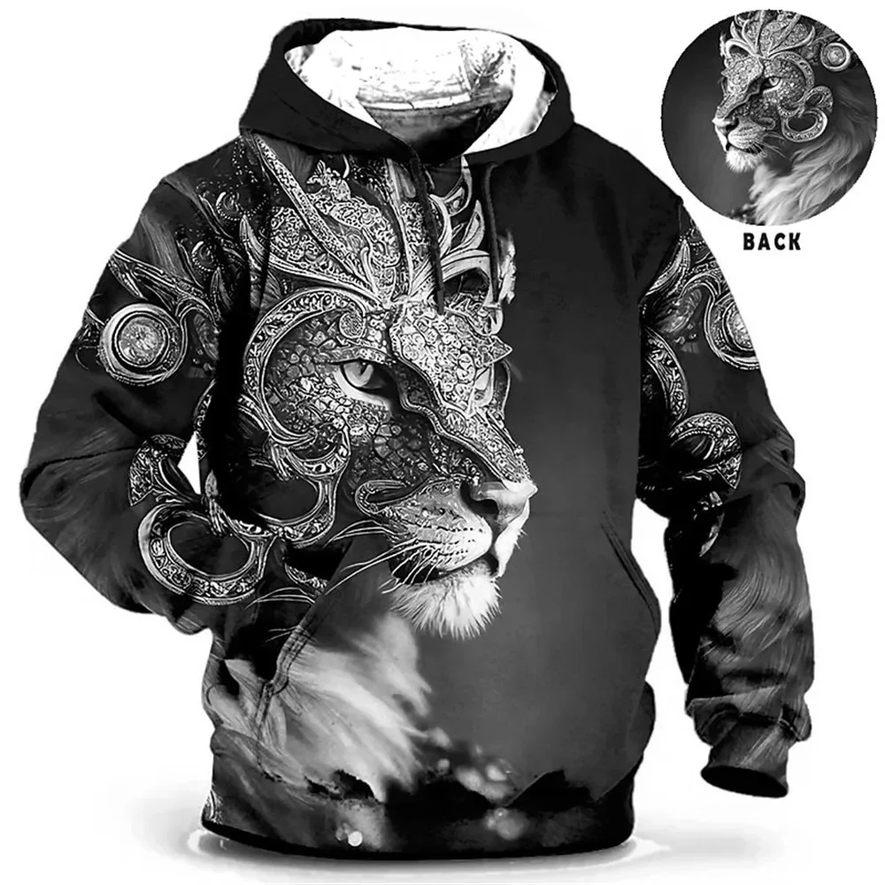 

New Golden Tiger 3D Full Print Men's Hoodie Designer Sweatshirts Spring Autumn Long Sleeves Pullover Oversized Harajuku Clothing