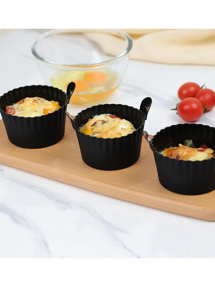 Description Picture 2 of item4/6pcs Silicone Air Fryer Egg Ramekins Mould Muffin Cupcake Cups Egg Cooking Poacher Non Stick For Oven Food-grade Dishwasher