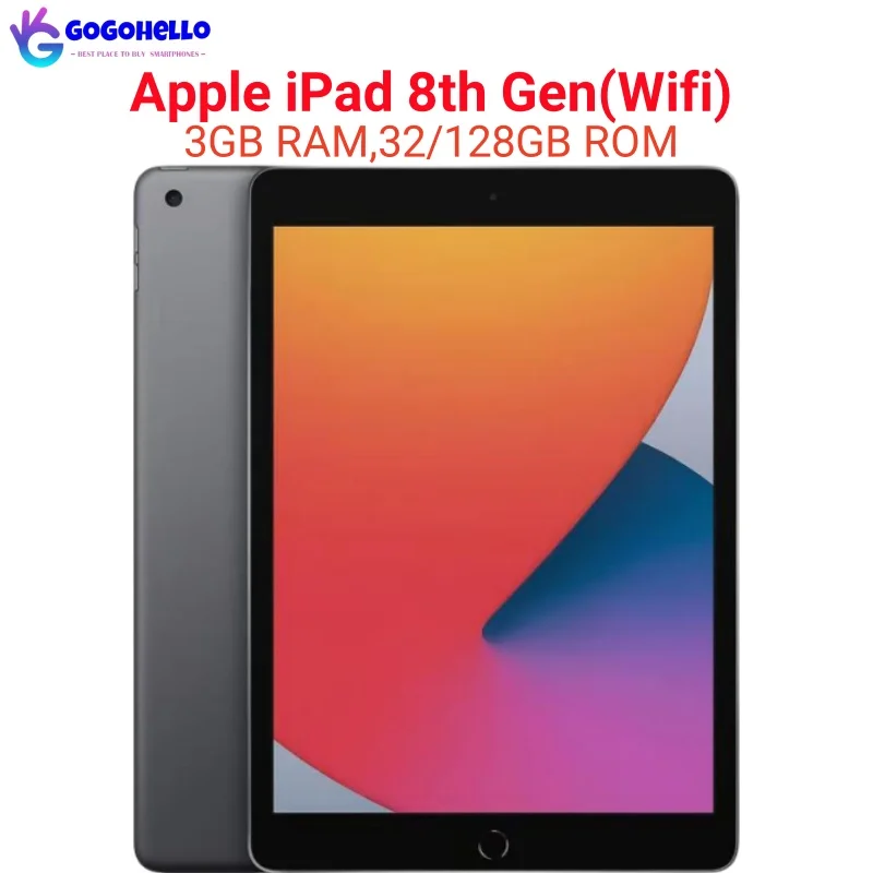 

Original Apple iPad 10.2'' 2020 Unlocked iPad 8th Gen Wifi 32/128GB A12 Bionic Retina IPS LCD iOS 14 95% New Tablet