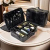 New Cosmetic Case Travel Tattoo Storage PU Leather Large Capacity Makeup Bag Compartment For Woman 1